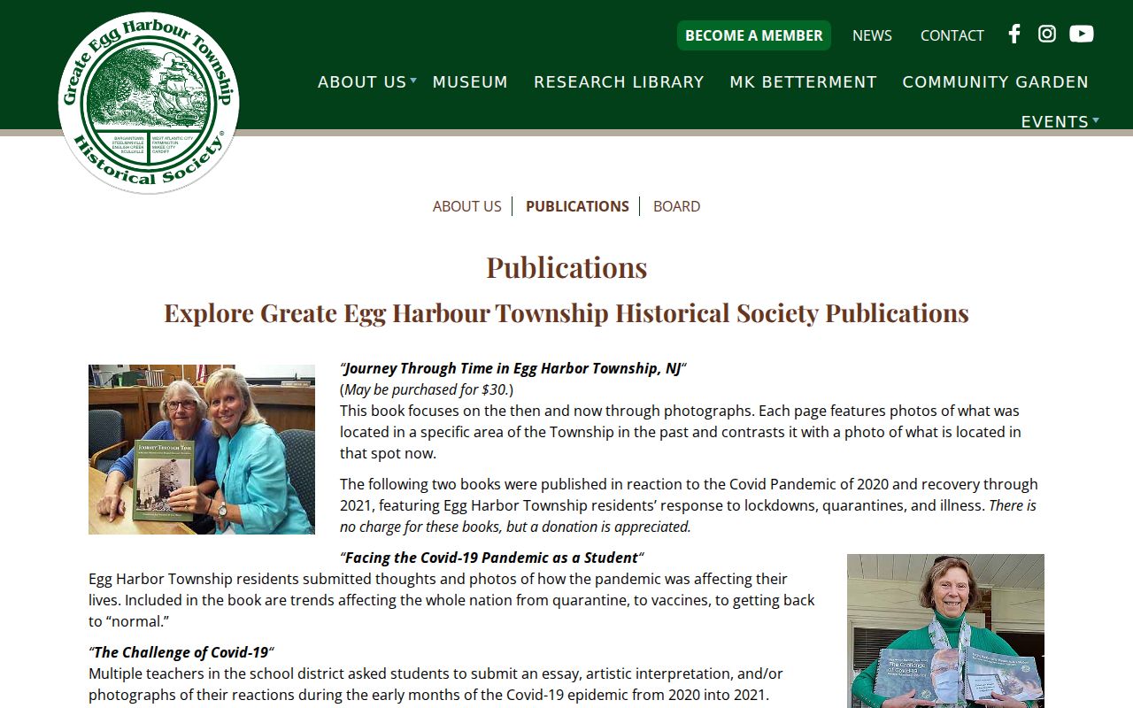 Egg Harbor Township previous residents house-history publications at GEHTHS