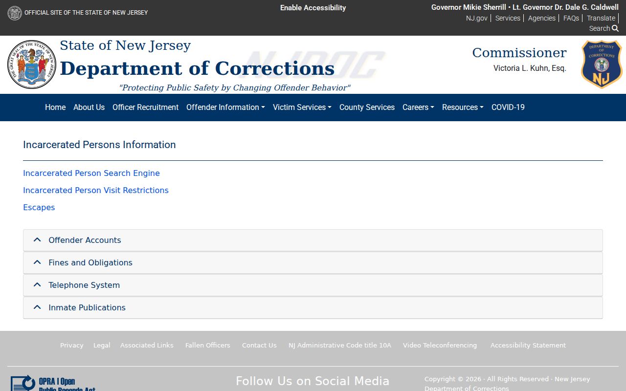 Egg Harbor Township resident lookup through the NJDOC incarcerated person search